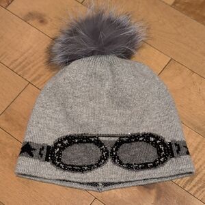 Real Fur. Grey Toque With Fun Design.